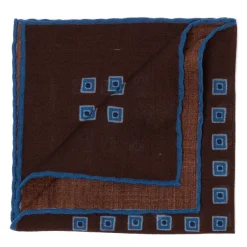 Cesare Attolini Pure Wool Pocket Square "Medaglioni Incornicato