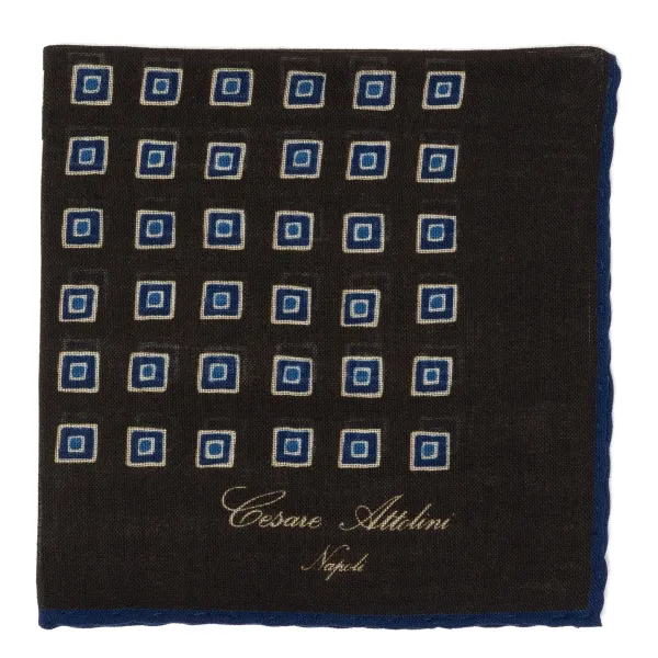 Cesare Attolini Pure Wool Pocket Square "Medaglioni Incornicato