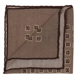 Cesare Attolini Pure Wool Pocket Square "Medaglioni Incornicato