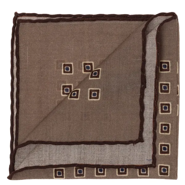Cesare Attolini Pure Wool Pocket Square "Medaglioni Incornicato