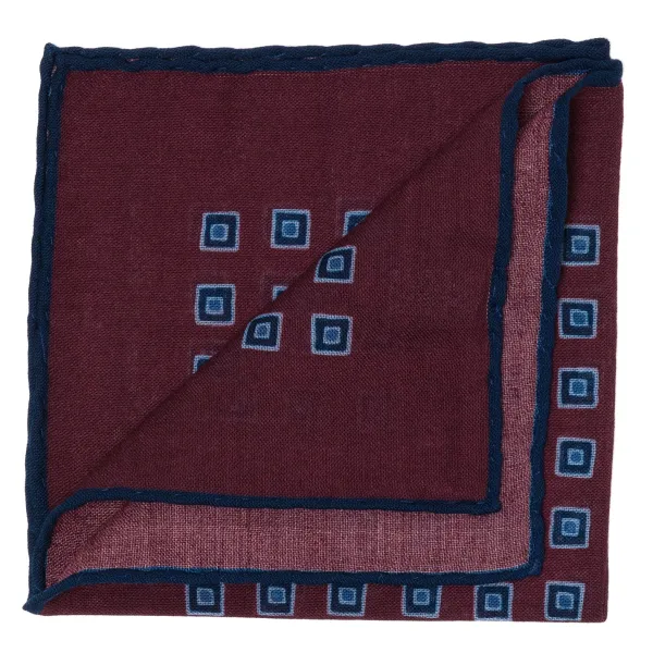 Cesare Attolini Pure Wool Pocket Square "Medaglioni Incornicato