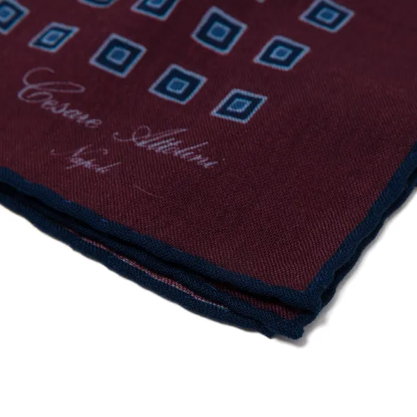 Cesare Attolini Pure Wool Pocket Square "Medaglioni Incornicato