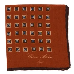 Cesare Attolini Pure Wool Pocket Square "Medaglioni Incornicato