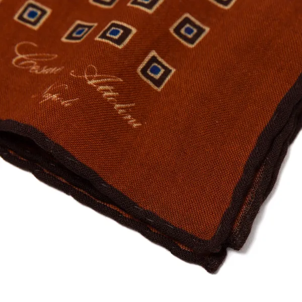 Cesare Attolini Pure Wool Pocket Square "Medaglioni Incornicato