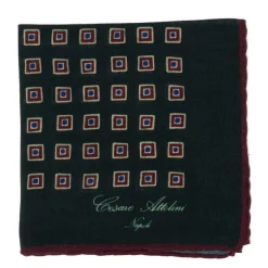Cesare Attolini Pure Wool Pocket Square "Medaglioni Incornicato