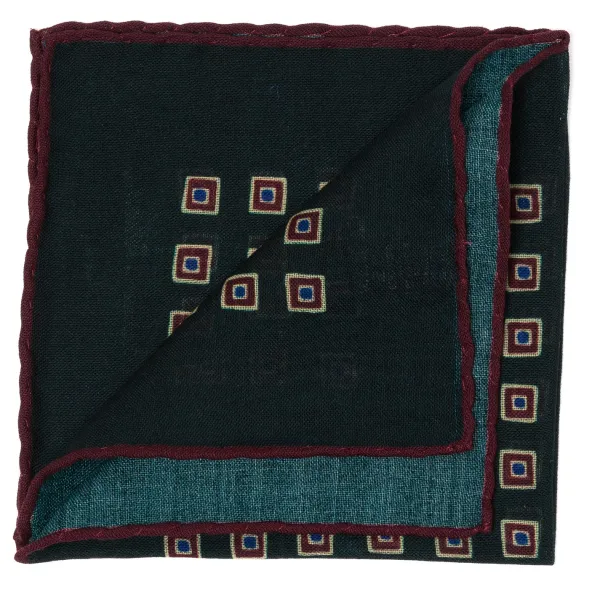 Cesare Attolini Pure Wool Pocket Square "Medaglioni Incornicato