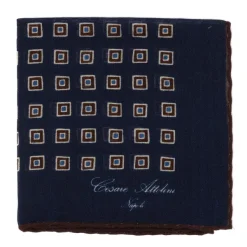 Cesare Attolini Pure Wool Pocket Square "Medaglioni Incornicato