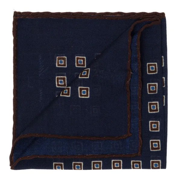 Cesare Attolini Pure Wool Pocket Square "Medaglioni Incornicato