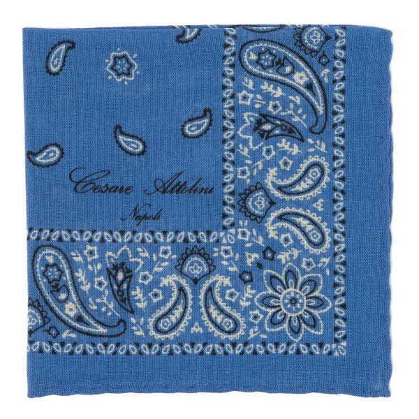 Cesare Attolini Reni E Paisley Pocket Square Made Of Pure Wool
