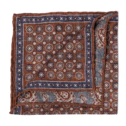 Manifatture Rosi Rosi Collection X Mj: Pocket Square "Medallion Double Print" In Pure S