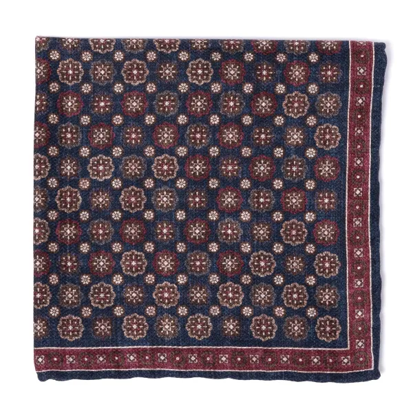 Manifatture Rosi Rosi Collection X Mj: Pocket Square "Medallion Double Print" In Pure S
