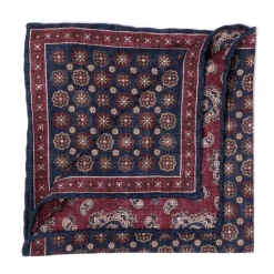 Manifatture Rosi Rosi Collection X Mj: Pocket Square "Medallion Double Print" In Pure S