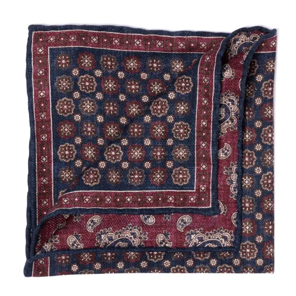 Manifatture Rosi Rosi Collection X Mj: Pocket Square "Medallion Double Print" In Pure S