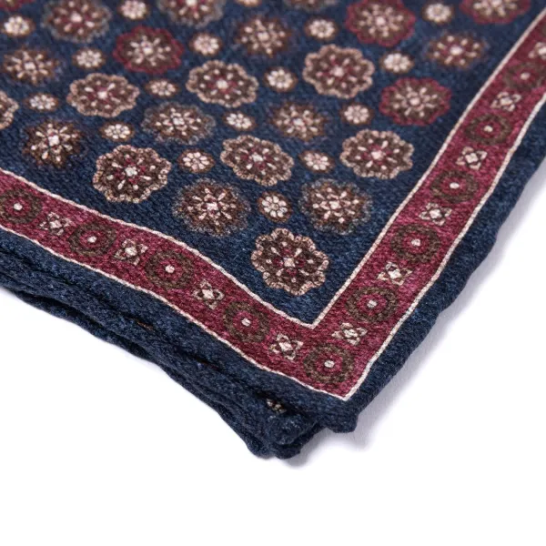 Manifatture Rosi Rosi Collection X Mj: Pocket Square "Medallion Double Print" In Pure S