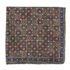 Manifatture Rosi Rosi Collection X Mj: Pocket Square "Medallion Double Print" In Pure S
