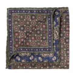 Manifatture Rosi Rosi Collection X Mj: Pocket Square "Medallion Double Print" In Pure S
