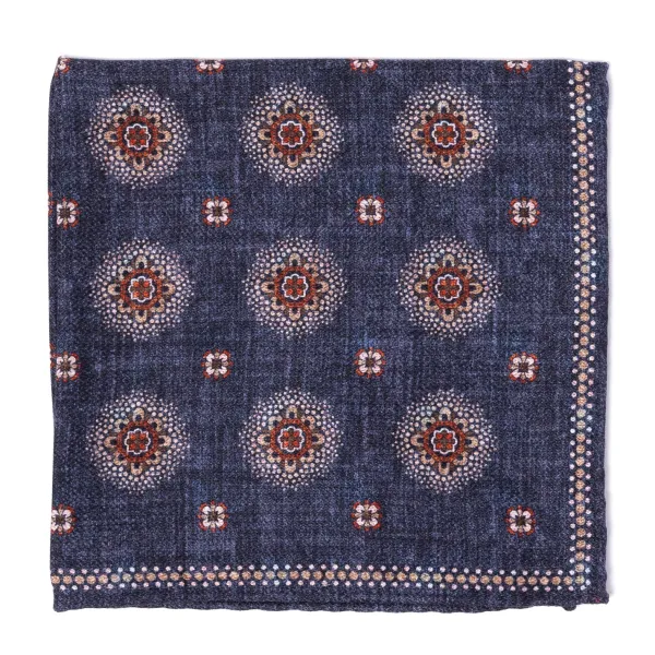 Manifatture Rosi Rosi Collection X Mj: Pocket Square "New Flower Double Print" In Pure