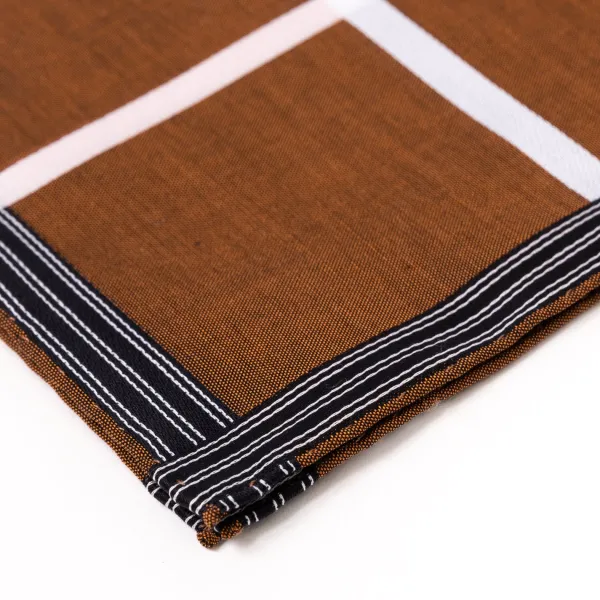 Simonnot-Godard Rust Brown Handkerchief "Socotra" Made Of Fine Cotton - Hand-Rolled