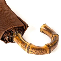 Maglia Rust-Brown Telescopic Umbrella "Prince De Galles" With Bamboo Handle