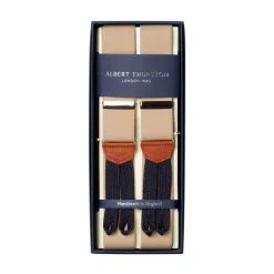 Albert Thurston Sand-Colored Elastic Suspenders To Button