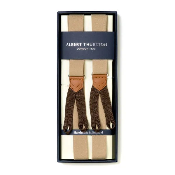 Albert Thurston Sand-Colored Elastic Suspenders To Button