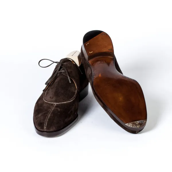 Saint Crispin's Serie! Derby "French Norwegian" Made Of Dark Brown Suede