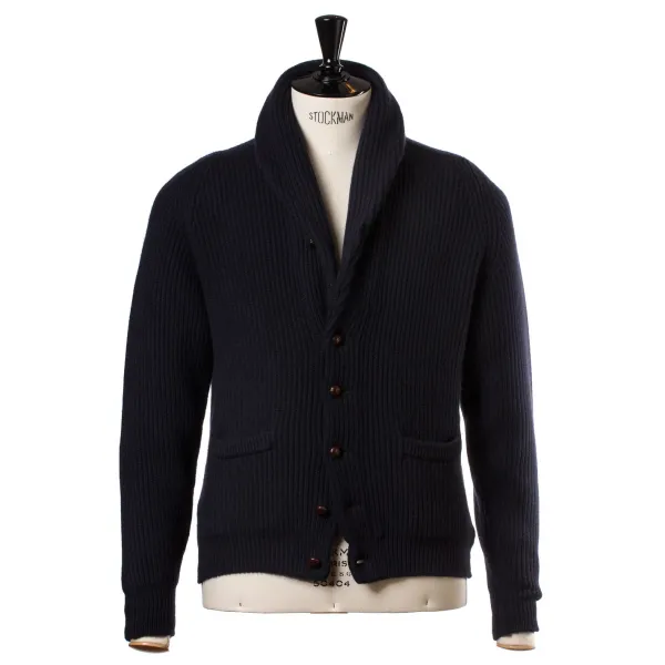 William Lockie Shawl-Collar Cardigan "Shawl-Windsor" Made Of Pure Scottish 6 Ply Cash
