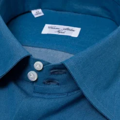 Cesare Attolini Shirt "Denim Sartoriale" In Fine Cotton Twill From Alumo - Collo Marco