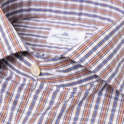 Finamore 1925 Shirt "Scacchi Reali" In Finest Alumo Cotton - Collo Eduardo