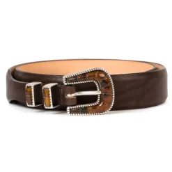 Silver Ostrich X Mj: Western-Gurtel "Colorado" Aus Dunkelbraunem Kalbs