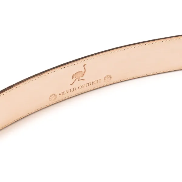 Silver Ostrich X Mj: Western Belt "Colorado" Made Of Light Brown Calfs