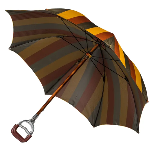 Maglia Sit-Down Umbrella Made Of Massive Wood And Fabric With Multicolored Stripes