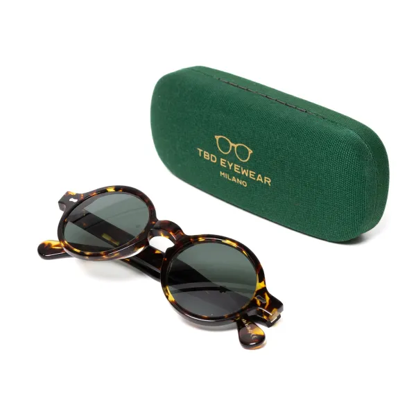 TBD EYEWEAR Sonnenbrille "Oxford Dark Havana" Mit Grunen Glasern - Handarbeit