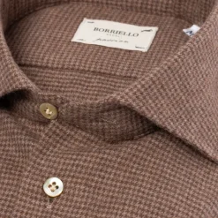 Borriello Sport Shirt "Houndstooth" In Soft Cotton Flannel - Linea Passion