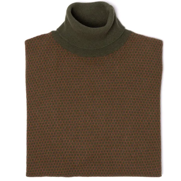 Brigatelli dal 1922 Square-Jacquard Merino Wool And Cashmere Turtleneck Sweater - 1 Ply Ca