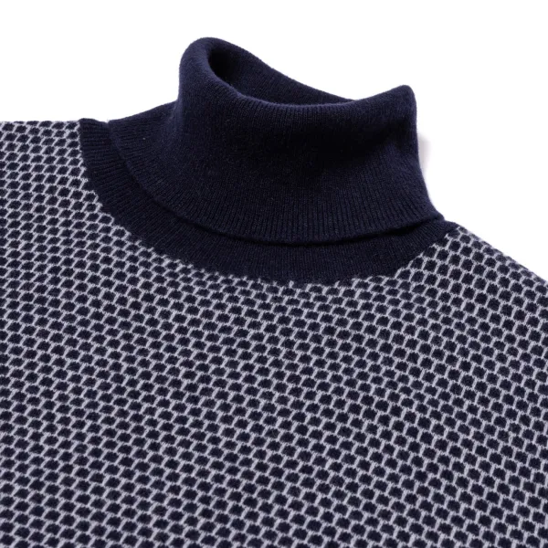 Brigatelli dal 1922 Square-Jacquard Merino Wool And Cashmere Turtleneck Sweater - 1 Ply Ca
