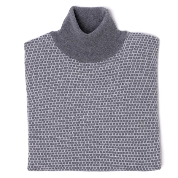 Brigatelli dal 1922 Square-Jacquard Merino Wool And Cashmere Turtleneck Sweater - 1 Ply Ca