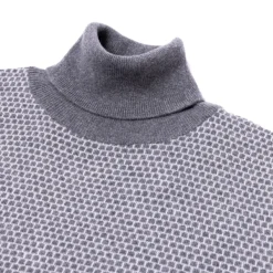 Brigatelli dal 1922 Square-Jacquard Merino Wool And Cashmere Turtleneck Sweater - 1 Ply Ca