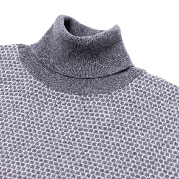Brigatelli dal 1922 Square-Jacquard Merino Wool And Cashmere Turtleneck Sweater - 1 Ply Ca