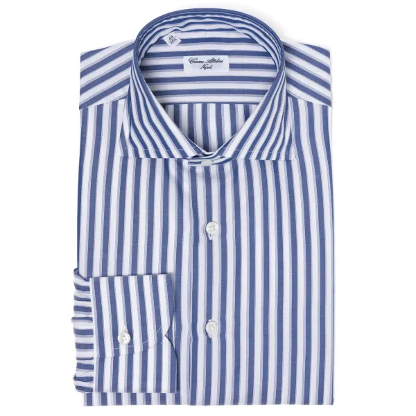 Cesare Attolini Striped Shirt "Multipla Righe" In Fine Cotton Twill From Carlo Riva -
