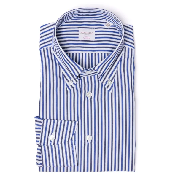 Borriello Striped Shirt "Stile Inglese" With Button Down And Sport Cuff - Handma
