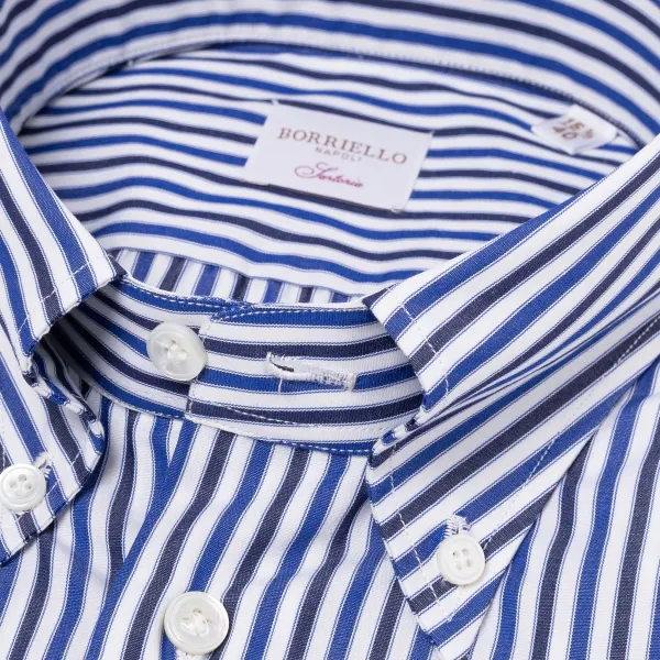 Borriello Striped Shirt "Stile Inglese" With Button Down And Sport Cuff - Handma
