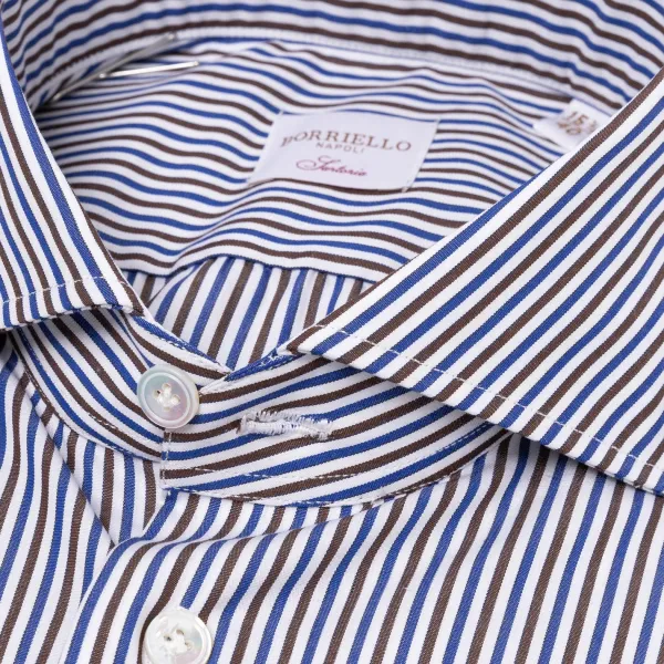 Borriello Striped Shirt "Stile Londra" With Double Cuff - Handmade