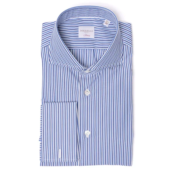 Borriello Striped Shirt "Stile Londra" With Double Cuff - Handmade