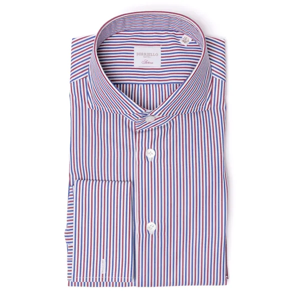 Borriello Striped Shirt "Stile Londra" With Double Cuff - Handmade