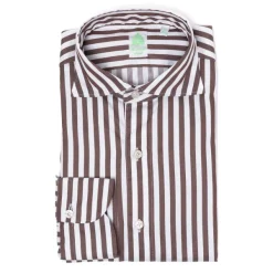 Finamore 1925 Striped Sports Shirt "Strisce Dei Borboni" In Pure Cotton - Collo Simo