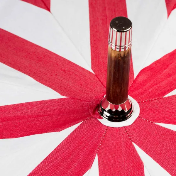 Maglia Striped Sun Umbrella "Picknick" With Handle Made Of Chestnut Root