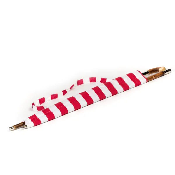 Maglia Striped Sun Umbrella "Picknick" With Handle Made Of Chestnut Root