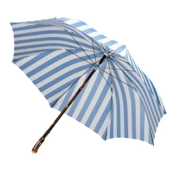 Maglia Striped Sun Umbrella "Picknick" With Handle Made Of Chestnut Root