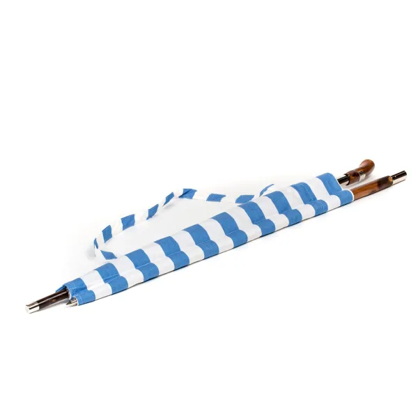 Maglia Striped Sun Umbrella "Picknick" With Handle Made Of Chestnut Root